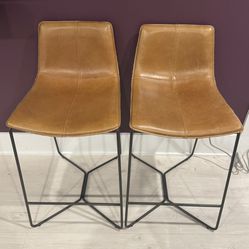 West Elm Slope Leather Counter Stools