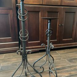 Gently Used -Set Of Two Metal Candle Holders 
