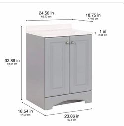 24-Inch Gray Bathroom Vanity with White Top