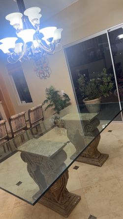 Luxury Formal Dining Room Set – Glass Table, 6 Chairs & China Cabinet