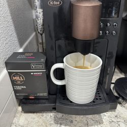 Coffee/Latte Making Bundle: Machine + Milk Frother + 72 unopened dark roast pods