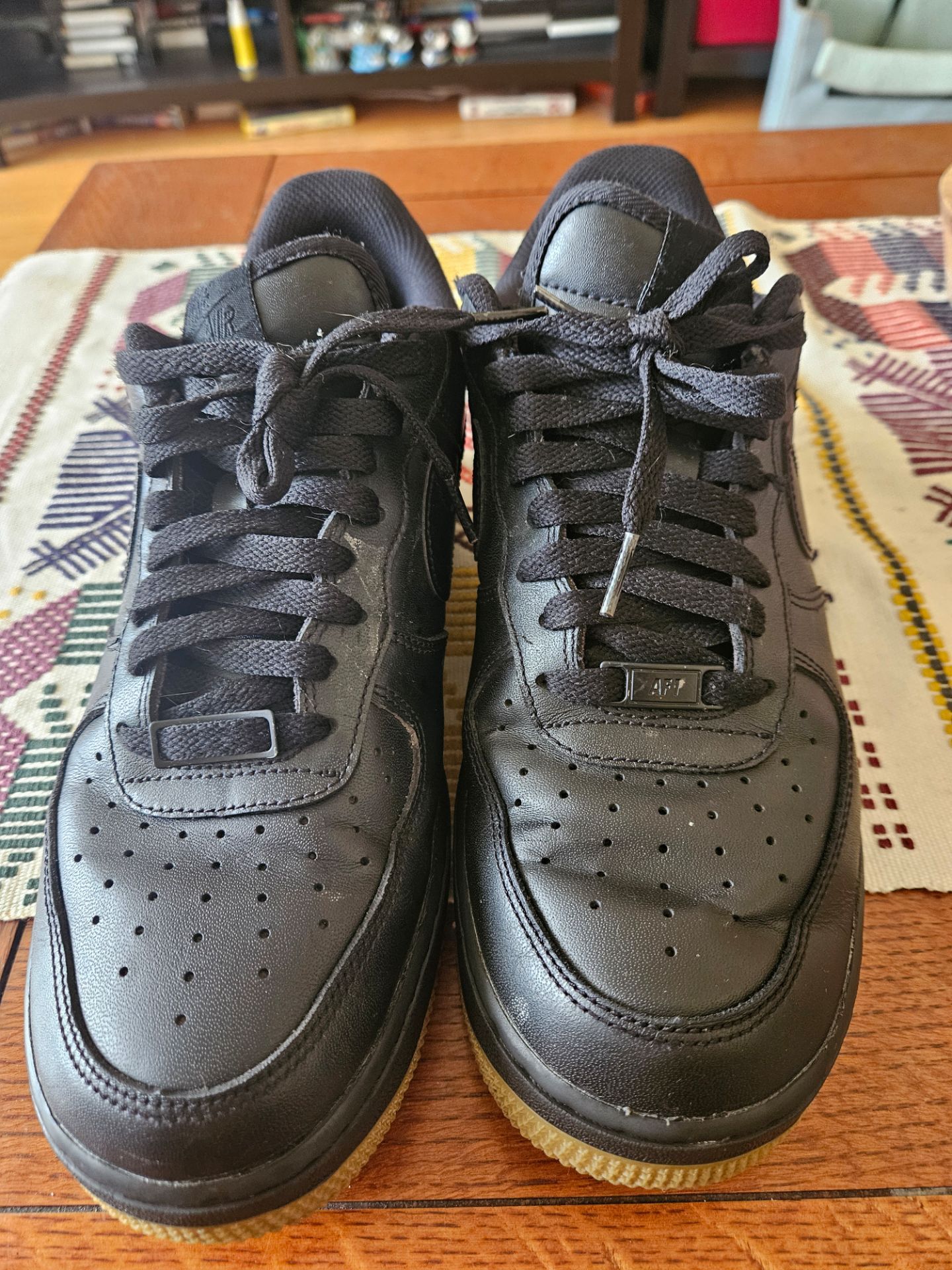 Nike Air Force 1 Men's Black Leather Sneakers