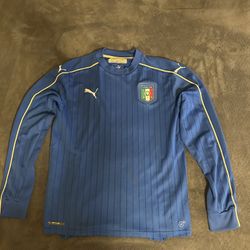 Puma Italy Euro 2015/2016 Long Sleeve Home Blue Soccer Jersey
