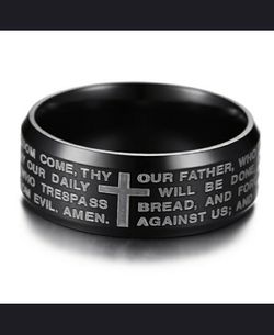NWT stainless steel Lords Prayer Ring