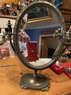 Antique bronze swivel mirror