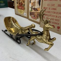 Heavy Vintage Brass Reindeer With Sleigh (originally $800) Century Brass