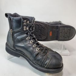 Harley Davidson Lenni 6" Black Leather Men's 10 M Boots Laces Side Zipper  D96032