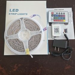 New 100ft Led Light Strip Music Sync RGB Led Strip Lights Built-in Mic, Bluetooth App, Remote