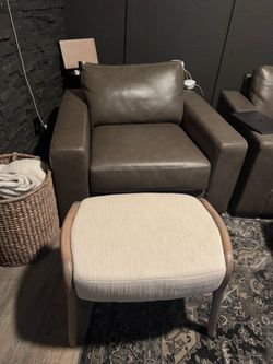 Dark Grey Leather Lounge Chair