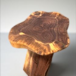 Rustic Live Edge Black Walnut Wood Stool 🪵🌰