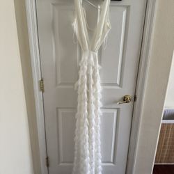 White Backless Summer Gown - Engagement / bridal Dress 