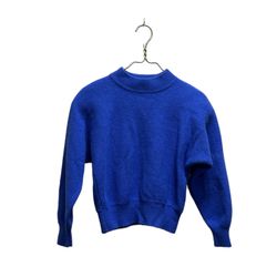 PERSUASION VTG 80s Sweater M Blue Angora Lambswool Padding Hong Kong
