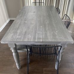 Solid Wood Dinning Table And One Matching Bench 