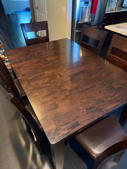 Solid hardwood (Mango wood) table and chairs; not MDF junk. Dining table. Dining room. Diner table.