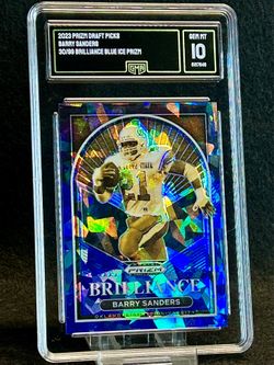 2023 Prizm Draft Picks 💥 Barry Sanders 💥 Brilliance Blue Ice Prizm 30/99 GMA 10 💎 Mint - Detroit Lions