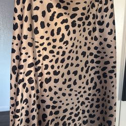 Leopard Print Mid Calf Length Skirt Size Medium
