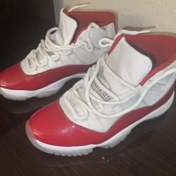 Mens Air Jordan 11 Authentic High Top Red and White Size 10.5