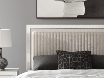 Birmonton White Queen Upholstered Panel Headboard