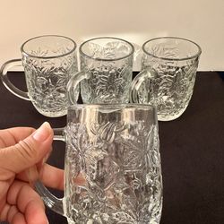Princess House Fantasia Glass Mugs – Set of 4