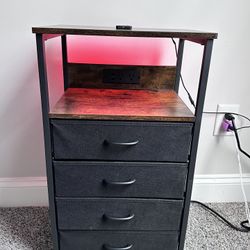 LED Light Night Stand w/charging Port (4 Drawers)