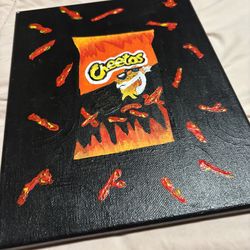 Original Hand-Painted “Hot Cheetos” Canvas – College Art Project