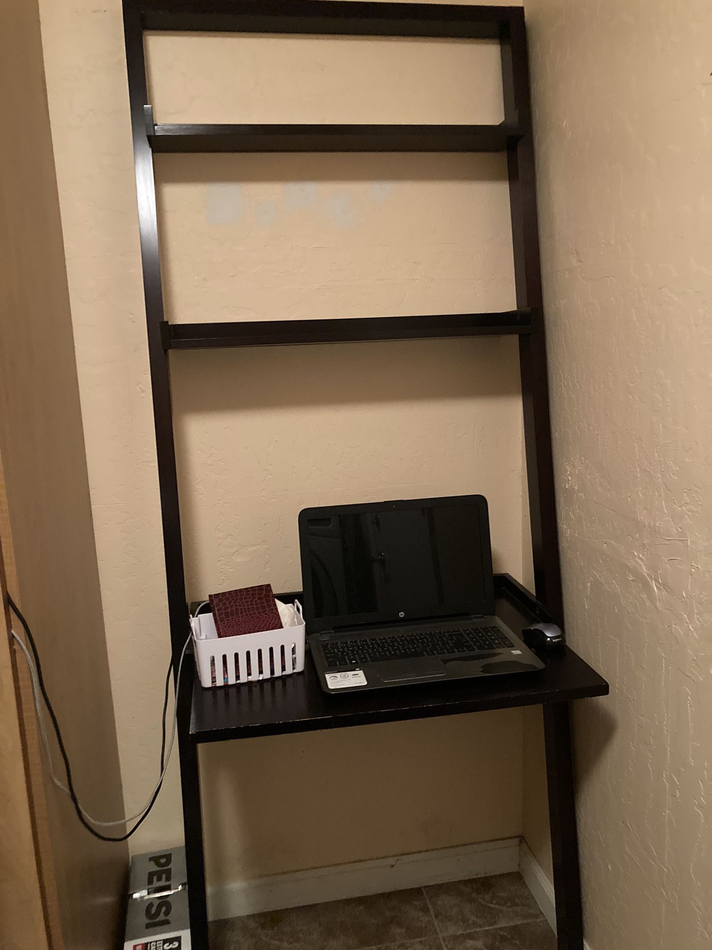 Wooden Ladder Shelf With Desktop and Chair