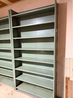 Green shelving unit