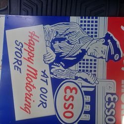 Metal Esso Oil Sign  Nice Condition 