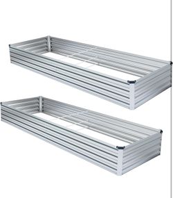 2 Pack 6x3x1FT Galvanized Raised Garden Beds Kit Outdoor Metal Gardening Planter Box for Vegetable Elevated Flower Herbs,Silver  Material Metal Color