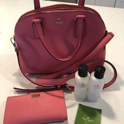 Coral Kate Spade Handbag + Wallet