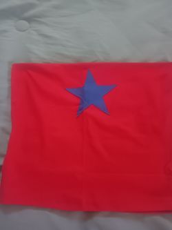 Red Fabric Flag with Blue Star