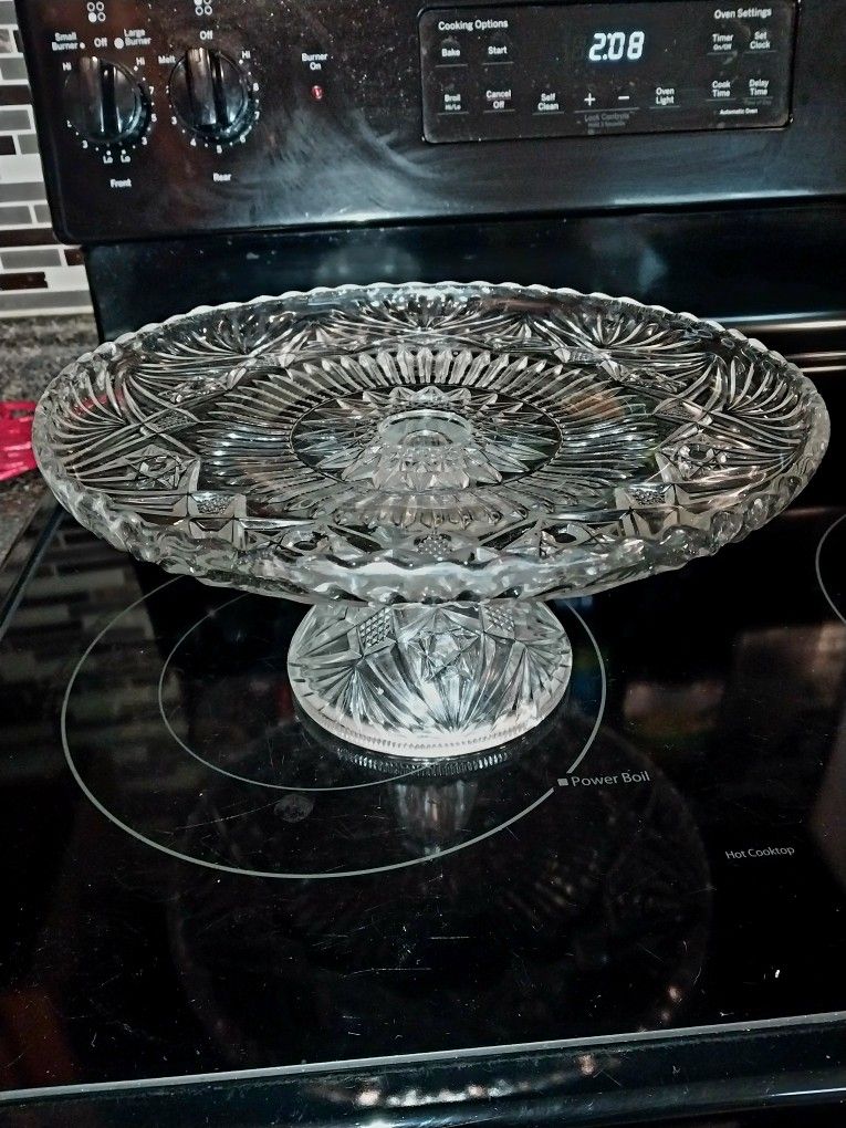 Early American Period Crystal Cut Cake Stand
