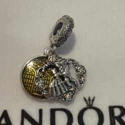 Pandora, Beauty and the Beast “ Beauty is Found Within” double dangle charm