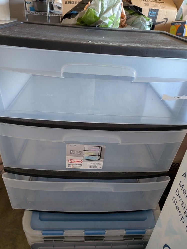 Sterilite wide large three-drawer cart