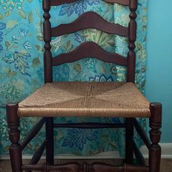 3 Early American Style Maple Chairs With Rush Seats
