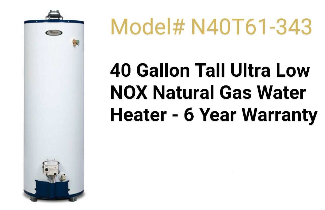 Whirlpool 40-Gallon Tall 6-year Limited 40000-BTU Natural Gas Water ... for  Sale in McAllen, TX - OfferUp