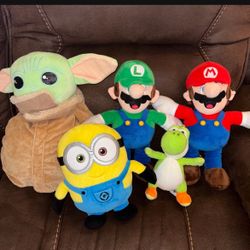 Kids Toy Character Plushies Bundle 5 Plushies 