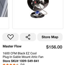 1600 CFM Black Plug-in Gable Mount Attic Fan