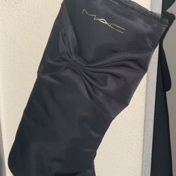 Brand New MAC Cosmetics Designer Luxury Holiday Christmas Stocking Black Satin limited edition 