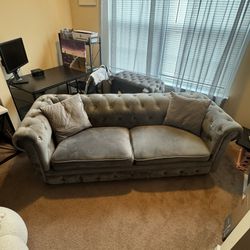 Used Grey Velvet Sofa