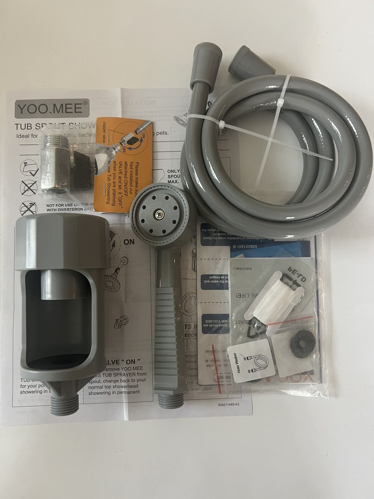 YOO.MEE Shower Head Only for Use on Tub Spout with Diverters, Ideal for Bathing Children, Washing Pets and Cleaning Tub