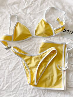 NWT • WILO 3pc Bikini with Sarong Skirt Set Size XS Orig $156