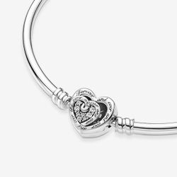 Pandora Moments Entwined Infinite Hearts Clasp Bangle 