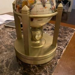 World Globe 3 Clocks And Thermometer