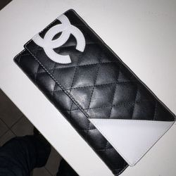 Chanel Vintage Quilted Black/white Wallet 