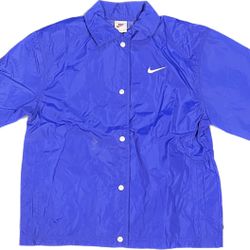 VTG 90s Nike Medium Mens Coach Swoosh Windbreaker Snap Jacket Blue