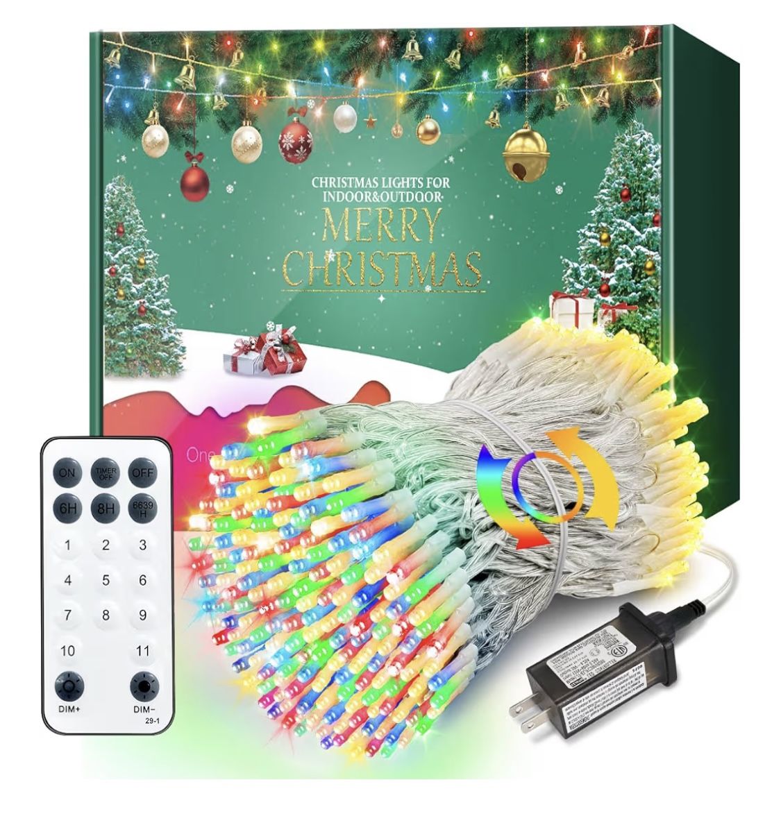 Christmas Lights with 300 LEDs, 100FT Connectable Plug in Fairy String Lights with Remote & Timer, IP65 Waterproof Lights for Yard, Garden, Christmas 