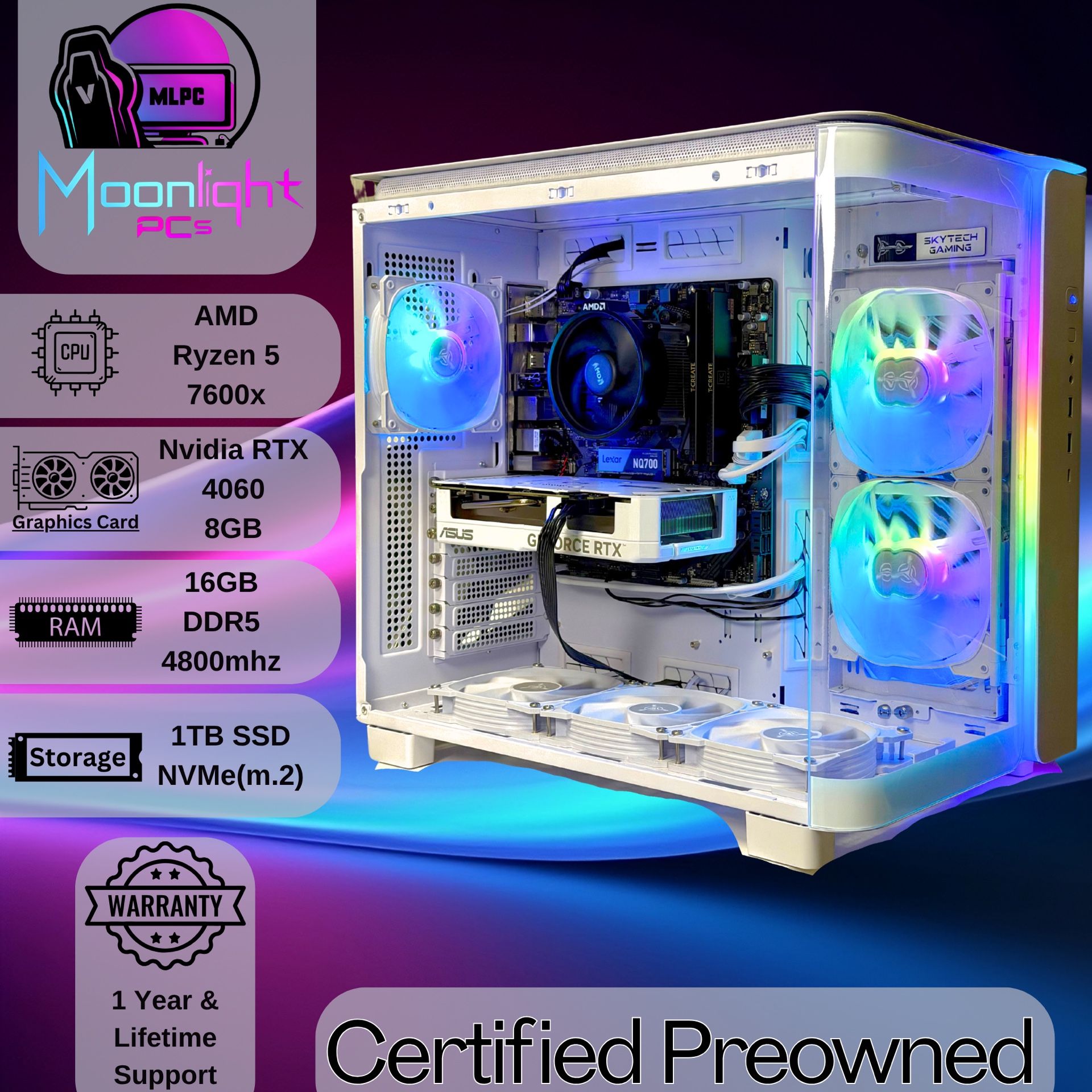 Realign P55 - RTX 4060 / Ryzen 5 7600 RGB Gaming PC