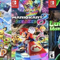  Nintendo Switch Games   1.Mario cart deluxe.   2.Luigi mansion  3.Pokémon  Snap.    30 Bucks  Each Game