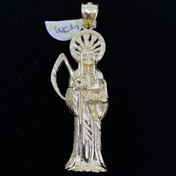 $600 Yellow Gold Santa Muerte Charm Pendant